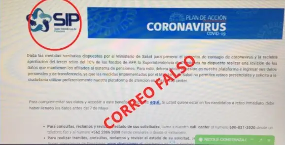 Superintendencia de Pensiones advirtió sobre presunta estafa para el tercer retiro del 10%