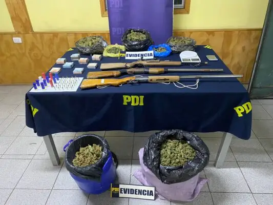 PDI detuvo a padre e hijo con más de siete kilos de marihuana y armas de fuego en Rauco