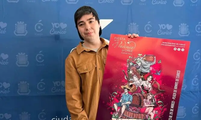 Jesús Sánchez Gajardo fue el ganador de la competencia de afiches para la Fiesta de la Vendimia 2023