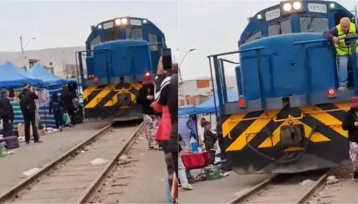 VIDEO: Mujer es atropellada por un tren que atraviesa una feria libre en Arica