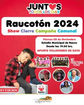 Este viernes se realizará la Raucotón 2024 para ayudar a la Teletón