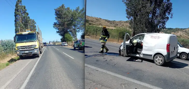 Colisión entre camión, camioneta y minibús deja un lesionado en Hualañé