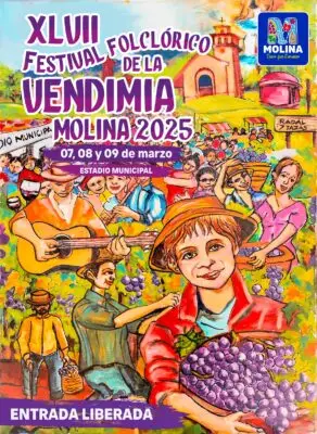 Pintor local ganó concurso de diseño de afiche para el Festival Folclórico de la Vendimia de Molina 2025